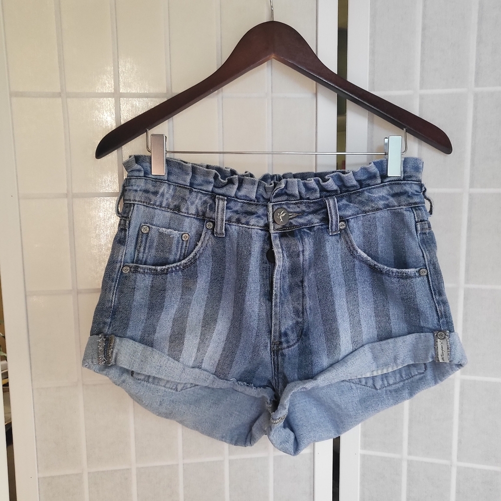 One Teaspoon Striped Denim Shorts Sz 26